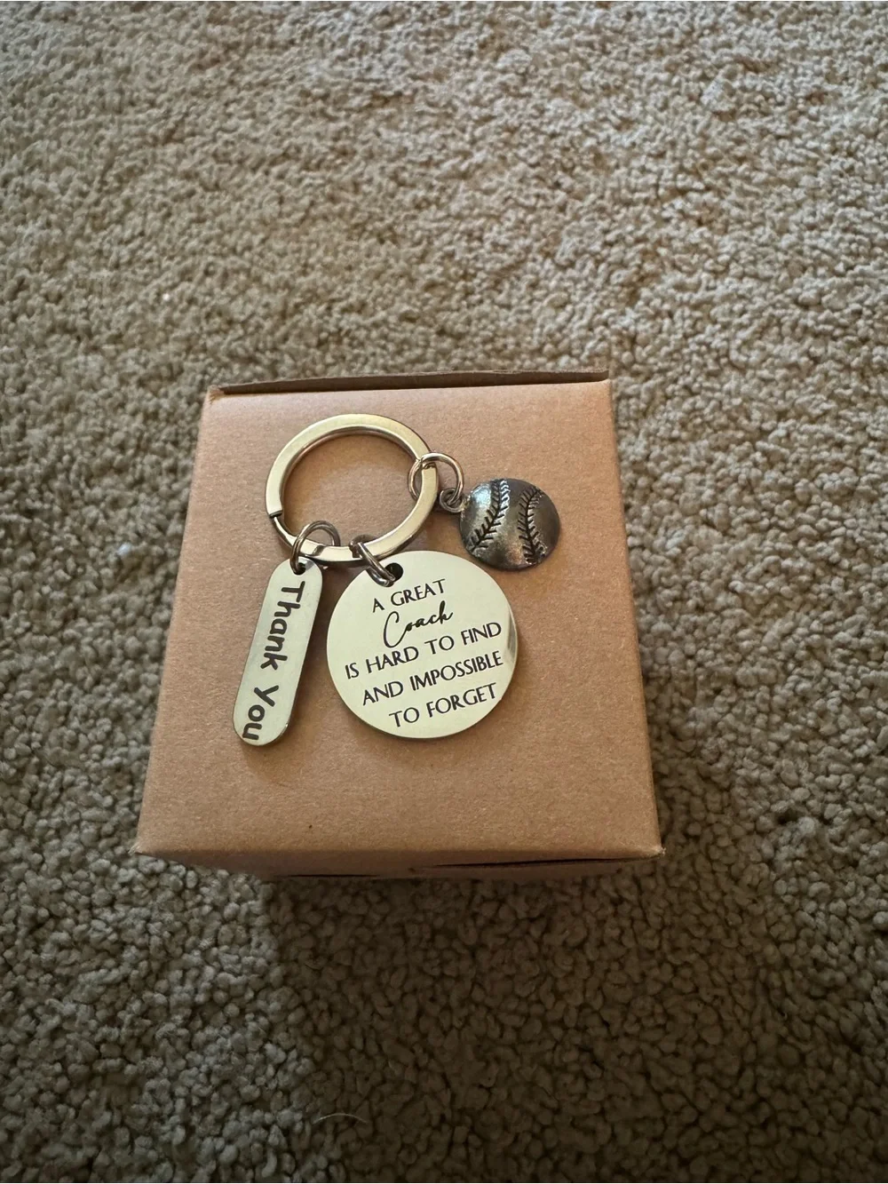 Amazon Silver Coach Appreciation Keychain with Baseball Charm